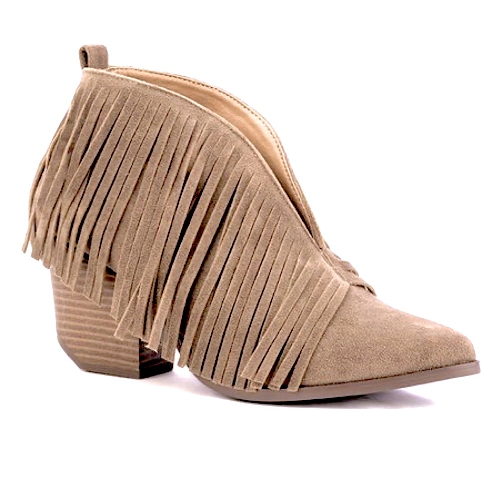 Fringe Taupe Booties